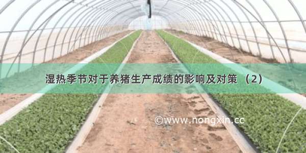 湿热季节对于养猪生产成绩的影响及对策 （2）