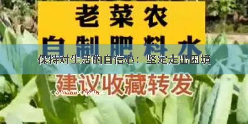 保持对生活的自信心：坚定走出困境