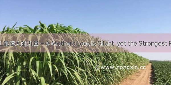 母爱无言 却是世界上最强大的力量 - A Mothers Love is Silent  yet the Strongest Force in the World