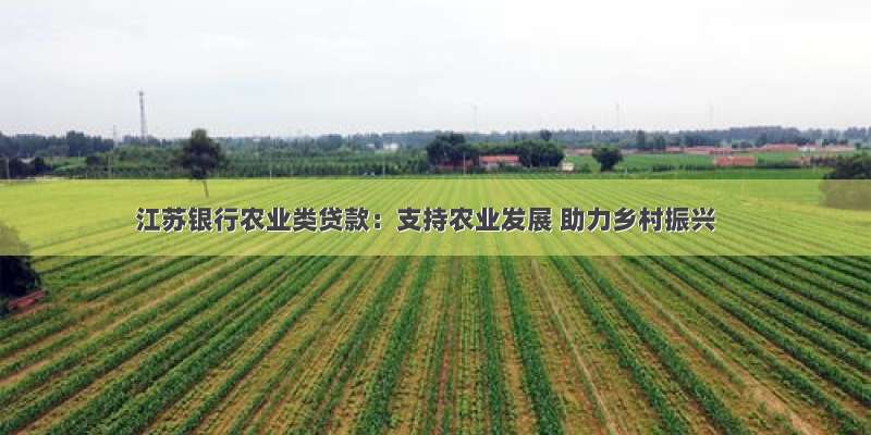 江苏银行农业类贷款：支持农业发展 助力乡村振兴